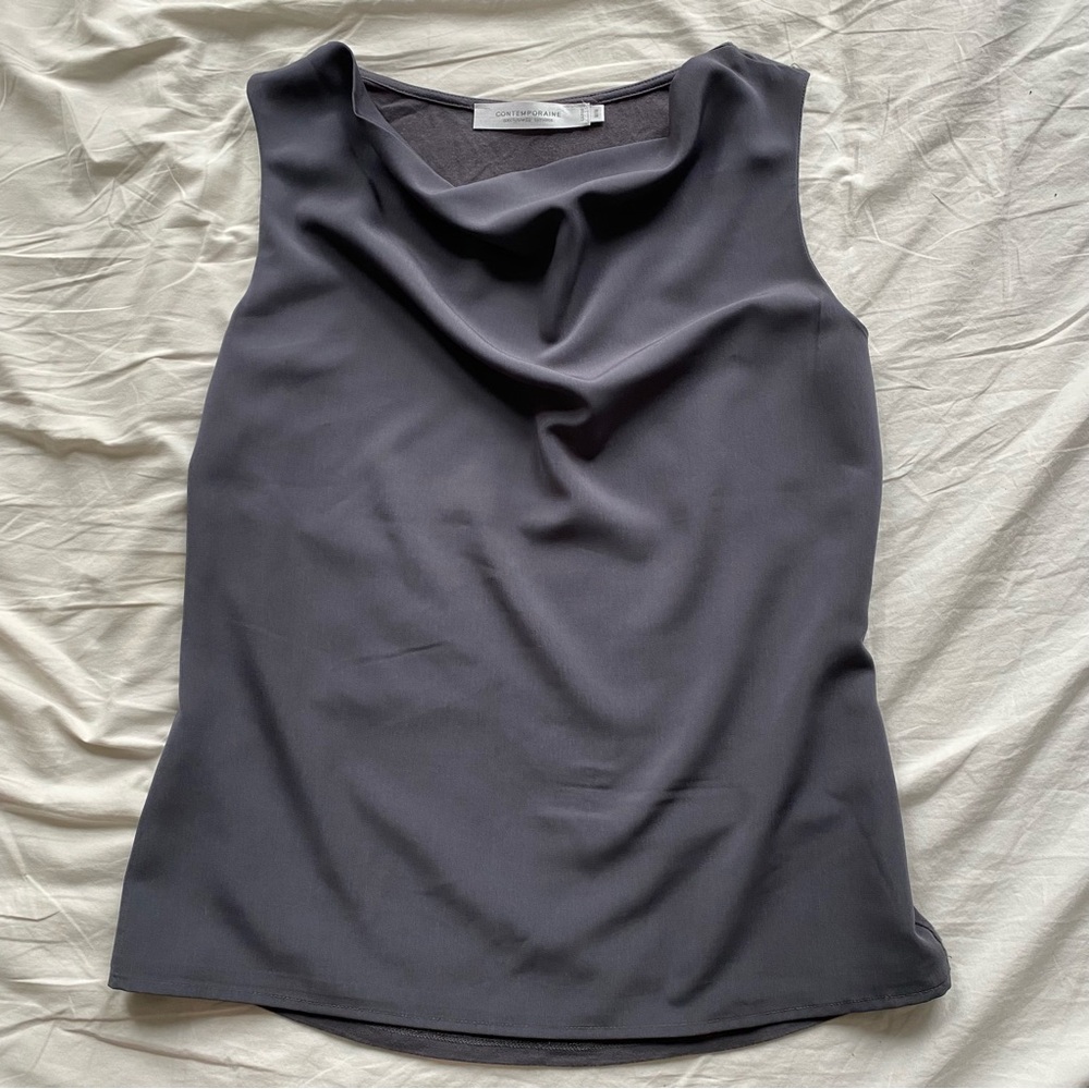 Sleeveless Cowl Neck Top - Grey